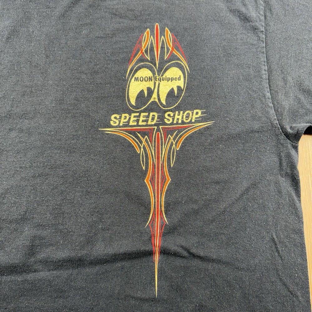 Vintage Moon Equipped Shirt Mens XXL Black Speed Shop Hot Rod Race Mooneyes Y2K - Picture 6 of 13
